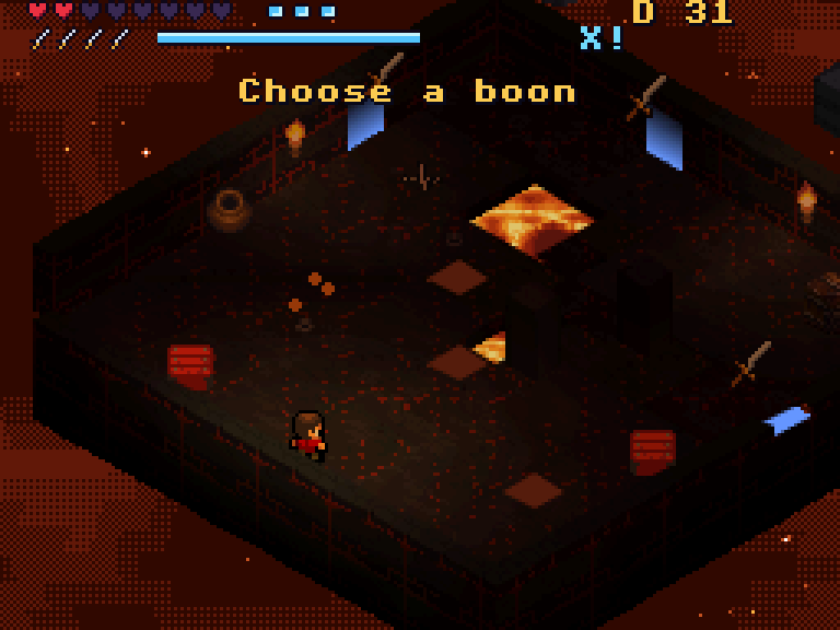 Choosing a boon: Thick Skin, Twin Daggers or Wide Arc
